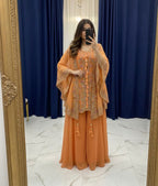 DESIGNER KURTA PLAZZO IN SEQUENCE EMBROIDERY WORK