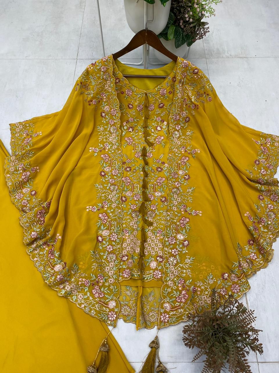 DESIGNER KURTA PLAZZO IN SEQUENCE EMBROIDERY WORK