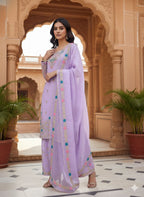 Heavy Embroidery Sequence Work Top-Bottom And Dupatta Set