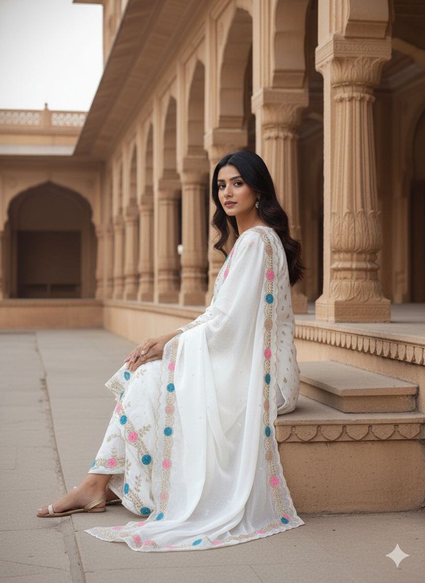 Heavy Embroidery Sequence Work Top-Bottom And Dupatta Set