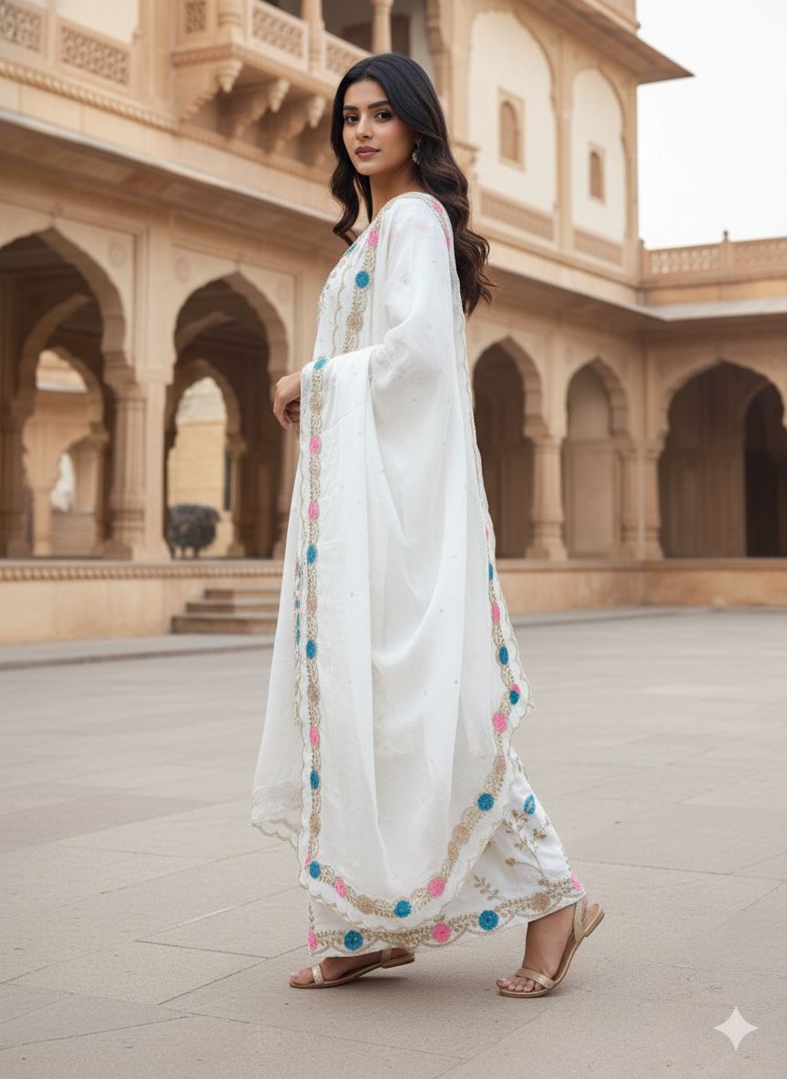 Heavy Embroidery Sequence Work Top-Bottom And Dupatta Set