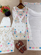 Heavy Embroidery Sequence Work Top-Bottom And Dupatta Set