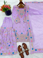 Heavy Embroidery Sequence Work Top-Bottom And Dupatta Set