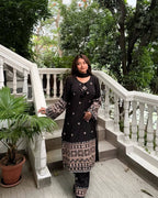 Roman Silk Cotton Kurt Plazzo Set Embroidery Work & Lace Work Border