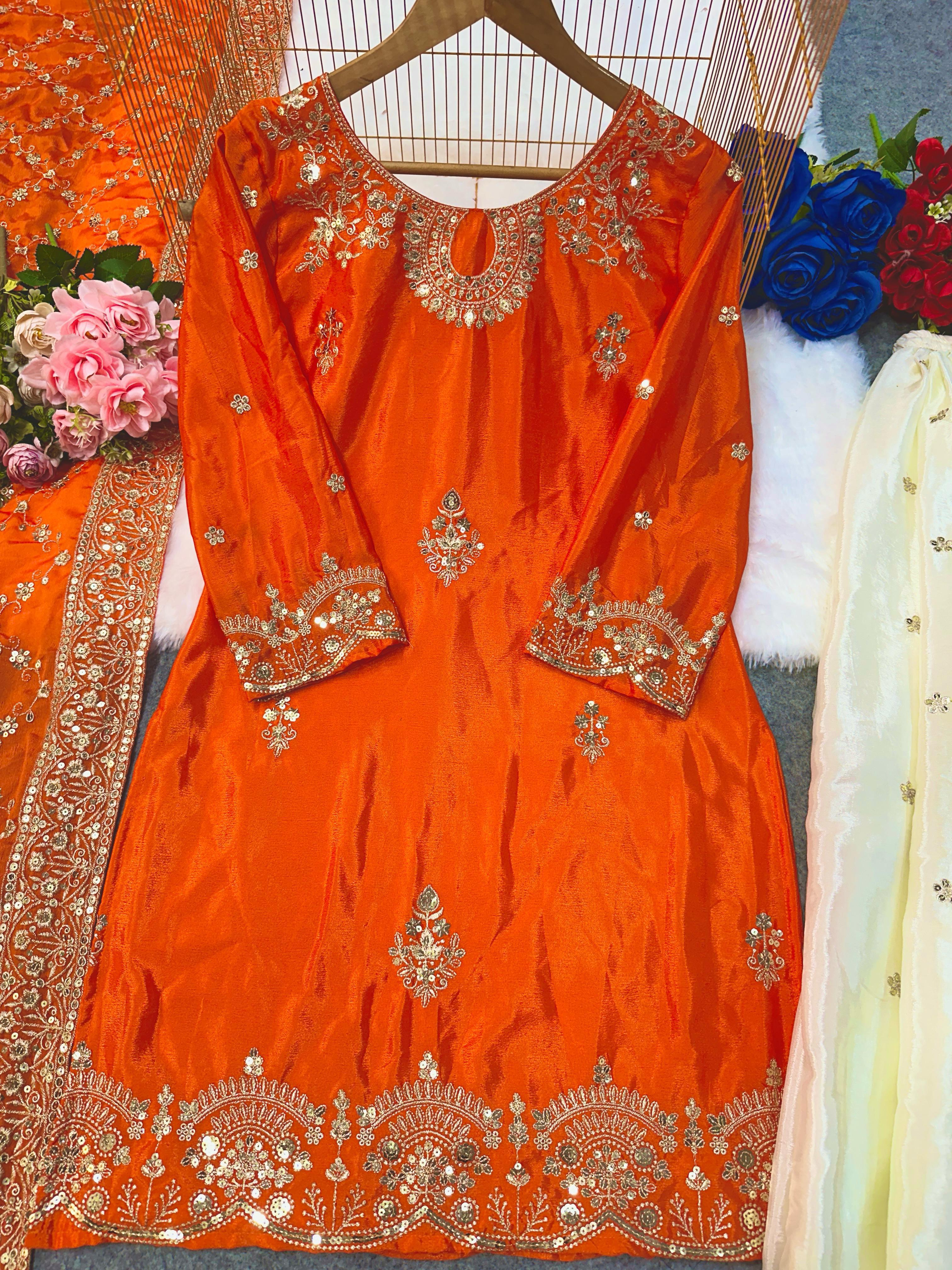 DESIGNER PARTY WEAR TOP AND PLAZZO. WITH FANCY DUPPATA WITH & EMBROIDERY WORK