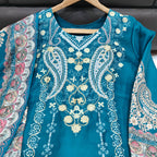 Ivory Pakistani Suit which is beautifully decorated with digital prints
