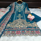 Ivory Pakistani Suit which is beautifully decorated with digital prints