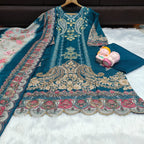 Ivory Pakistani Suit which is beautifully decorated with digital prints