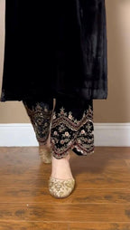 Viscose Velvet Suit Set with Thread & Sequin Work & Elastic Pant