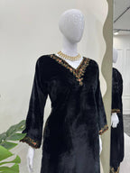 Viscose Velvet Suit Set with Thread & Sequin Work & Elastic Pant