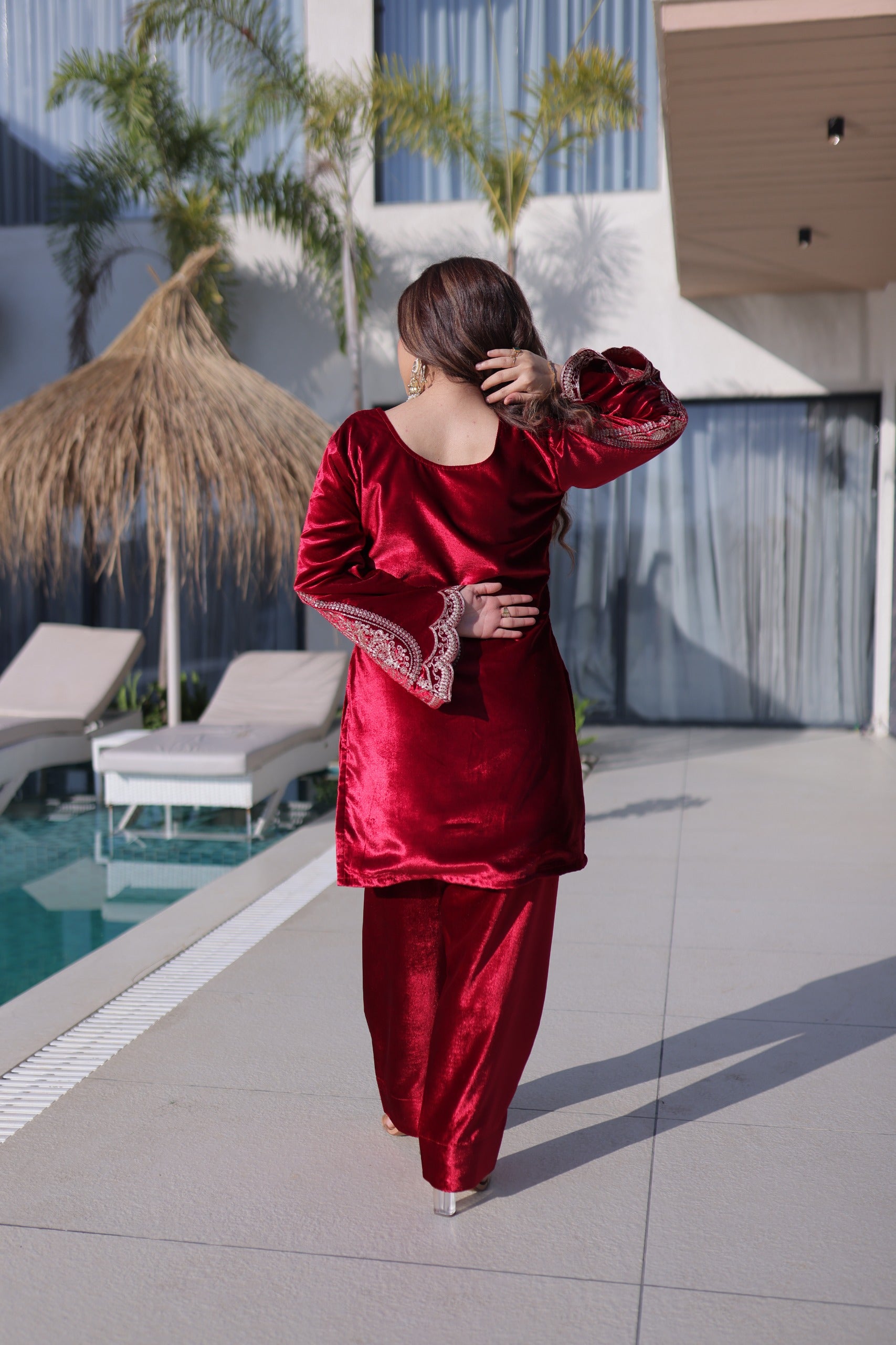 Readymade top Pant With Dupatta Ice Velvet with Rich Zari Embroidered work