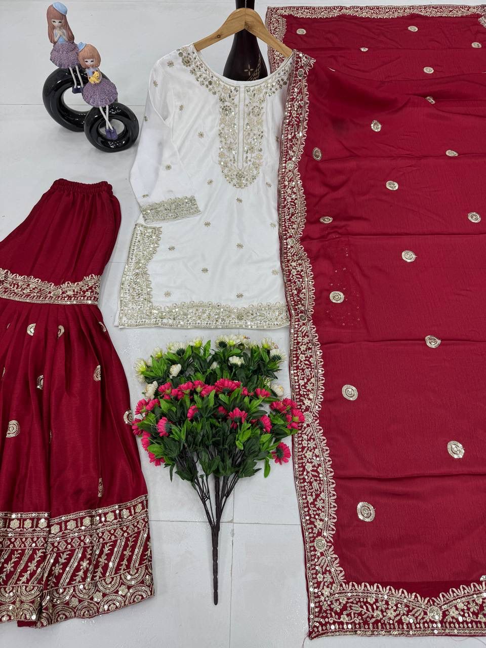 Eid Special Sharara Set Heavy Chinon, Embroidered Sequins