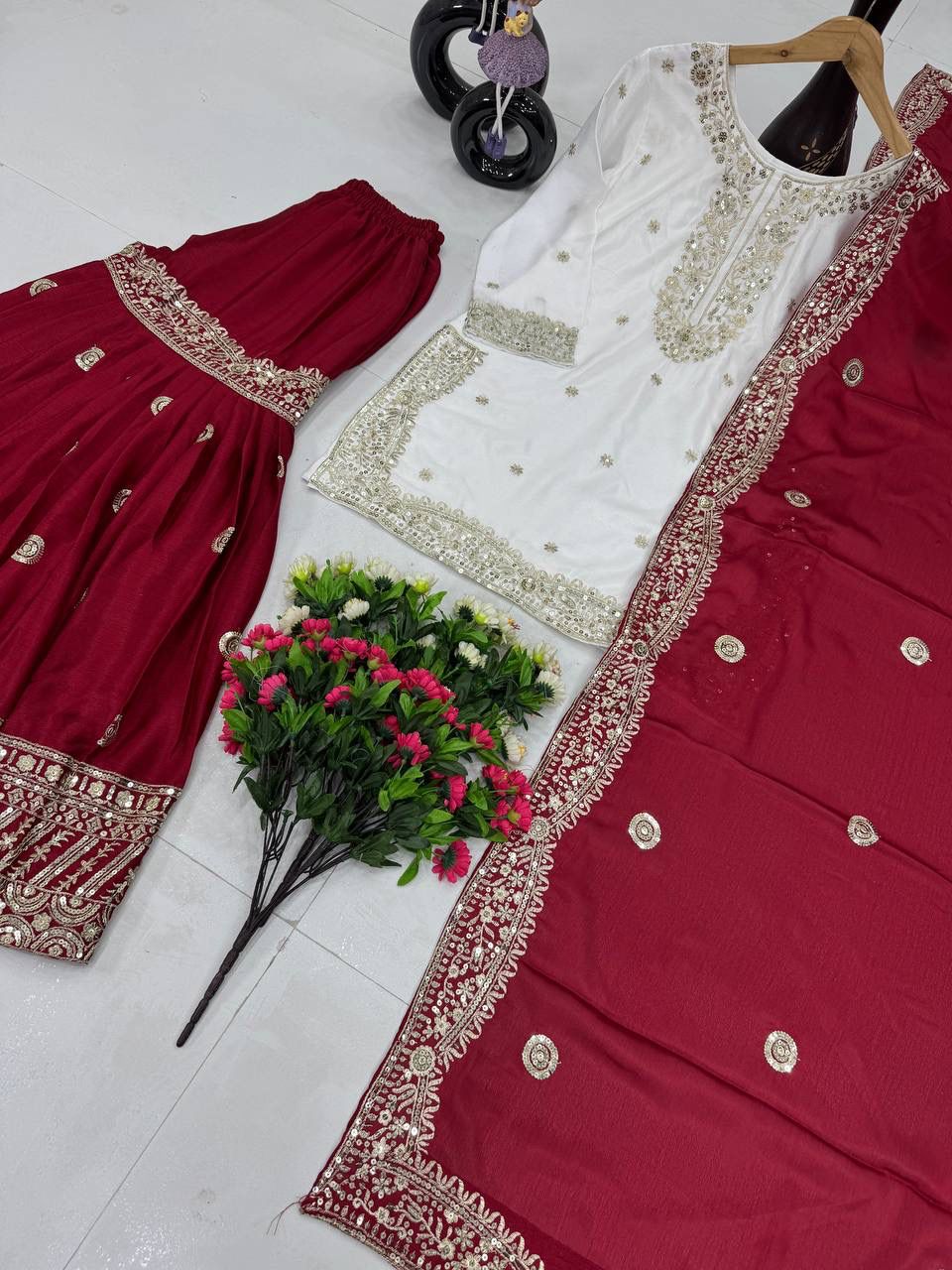 Eid Special Sharara Set Heavy Chinon, Embroidered Sequins