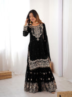 Designer Cording Dori Embroidery with Sequin &amp; Thread Detailing and Pearl work