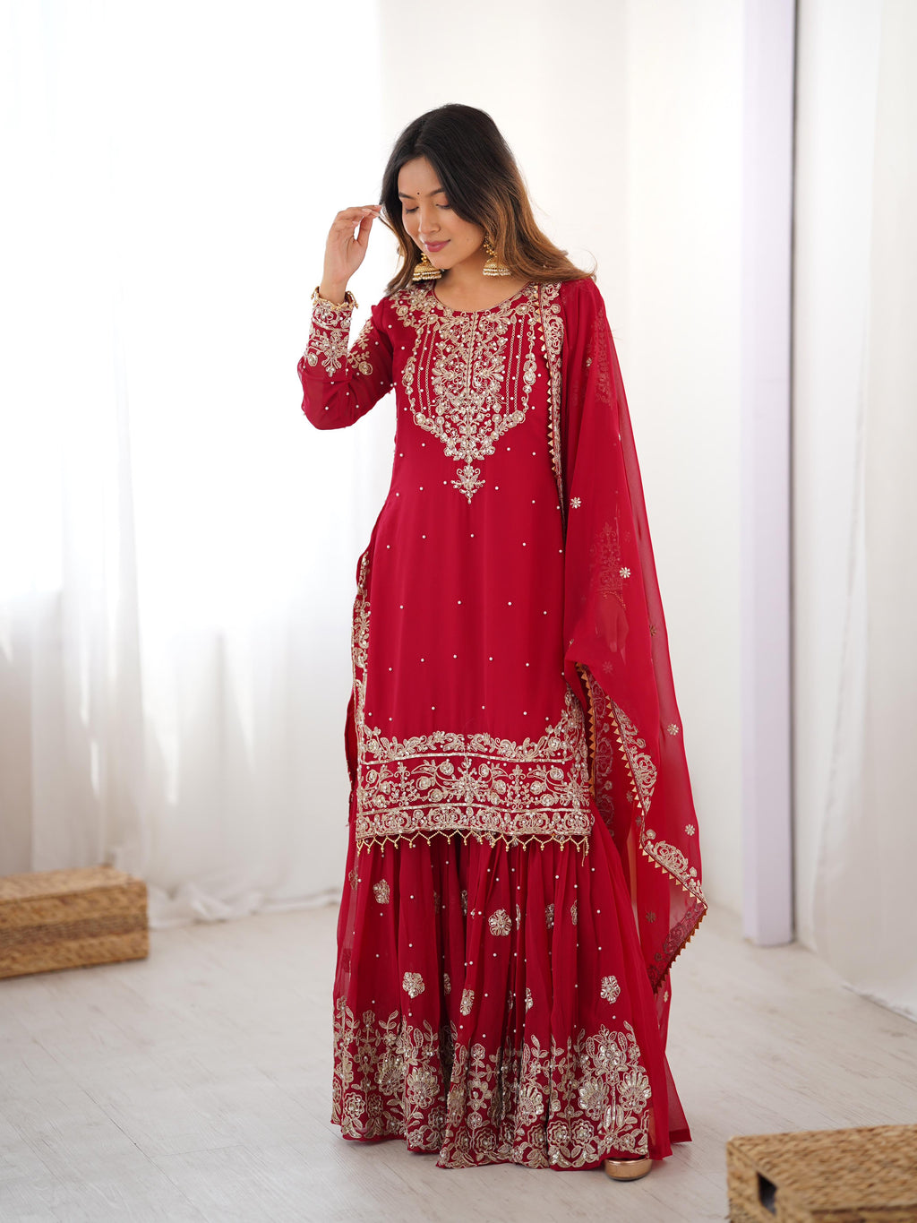 Designer Cording Dori Embroidery with Sequin &amp; Thread Detailing and Pearl work