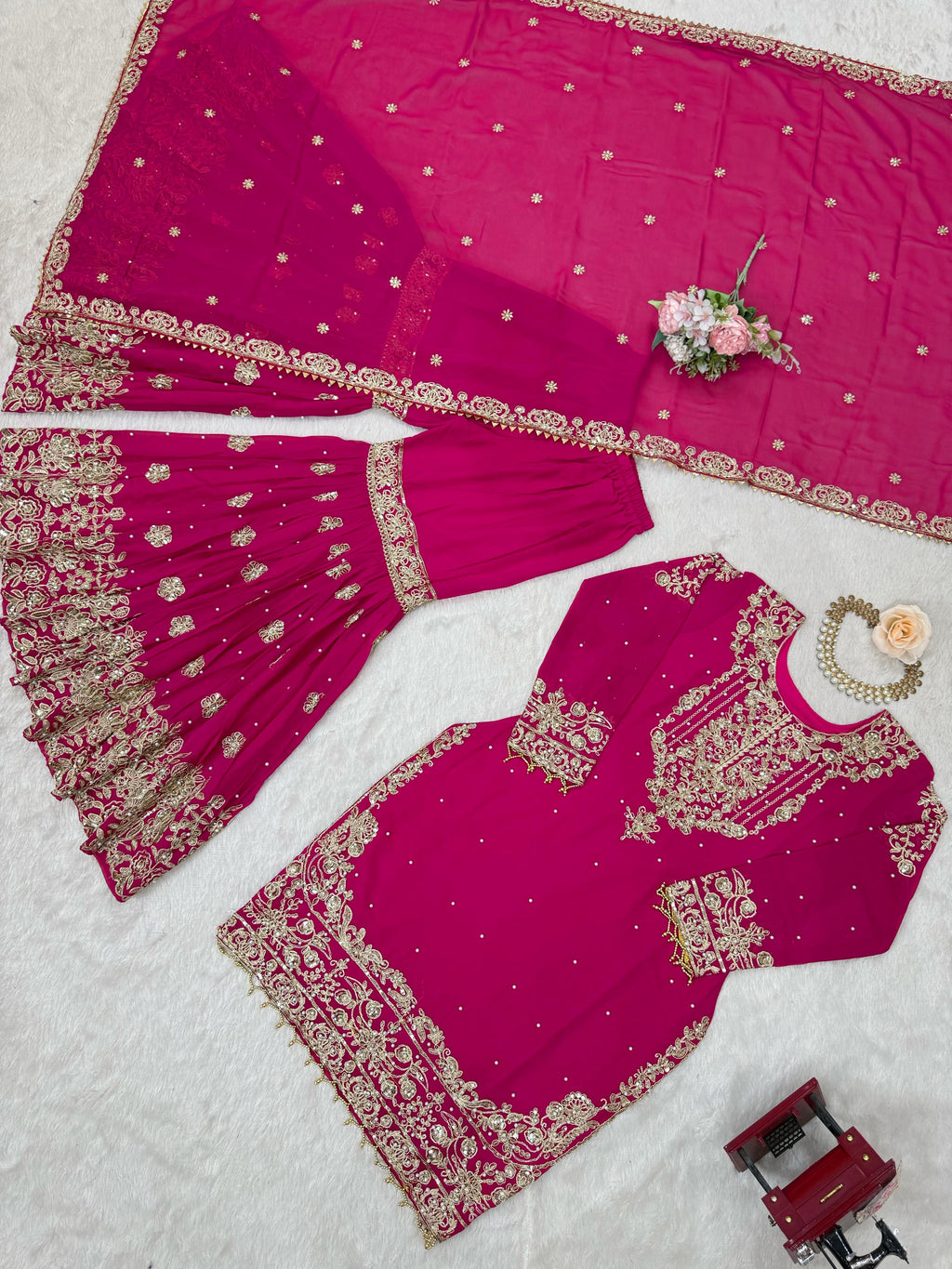 Designer Cording Dori Embroidery with Sequin &amp; Thread Detailing and Pearl work