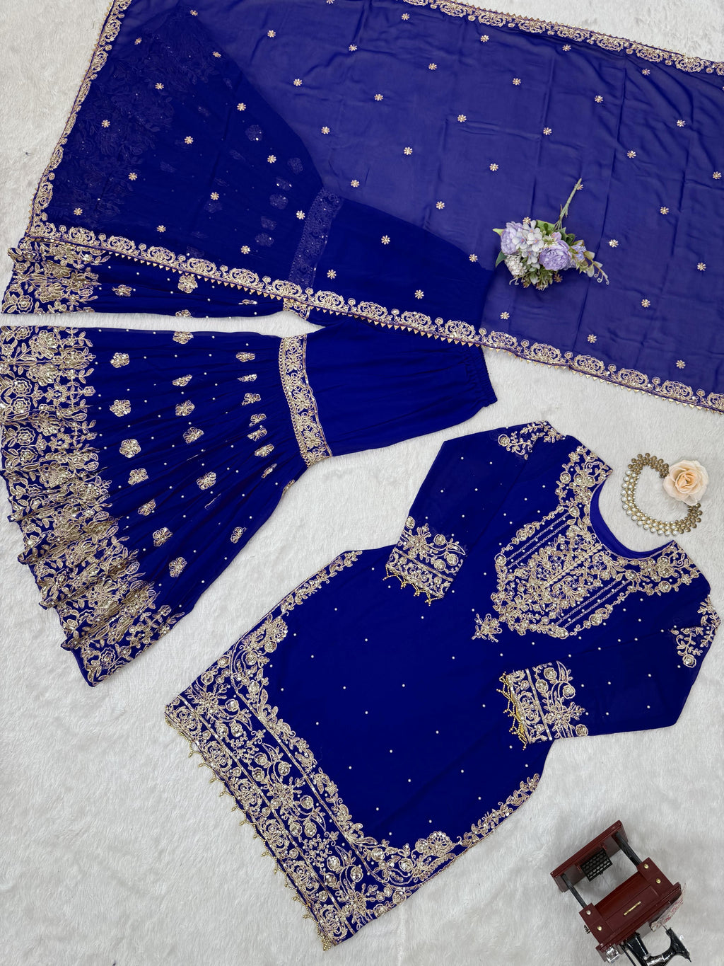 Designer Cording Dori Embroidery with Sequin &amp; Thread Detailing and Pearl work