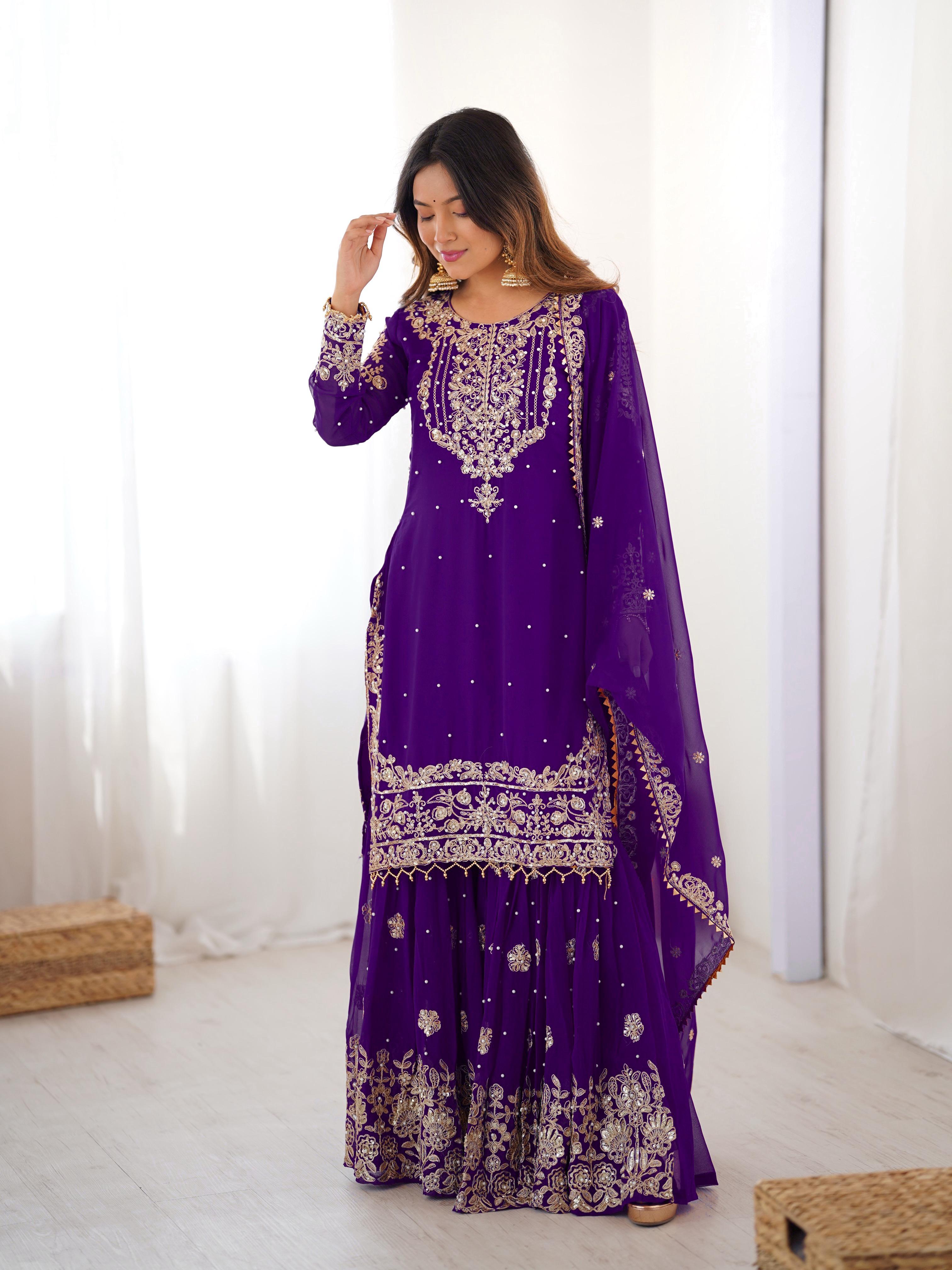 Designer Cording Dori Embroidery with Sequin &amp; Thread Detailing and Pearl work