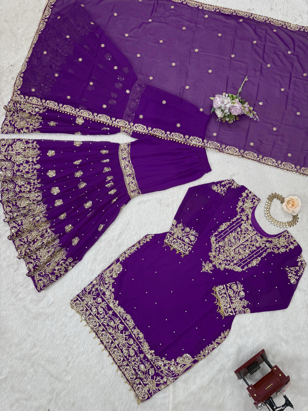 Designer Cording Dori Embroidery with Sequin &amp; Thread Detailing and Pearl work
