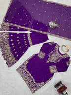 Designer Cording Dori Embroidery with Sequin &amp; Thread Detailing and Pearl work