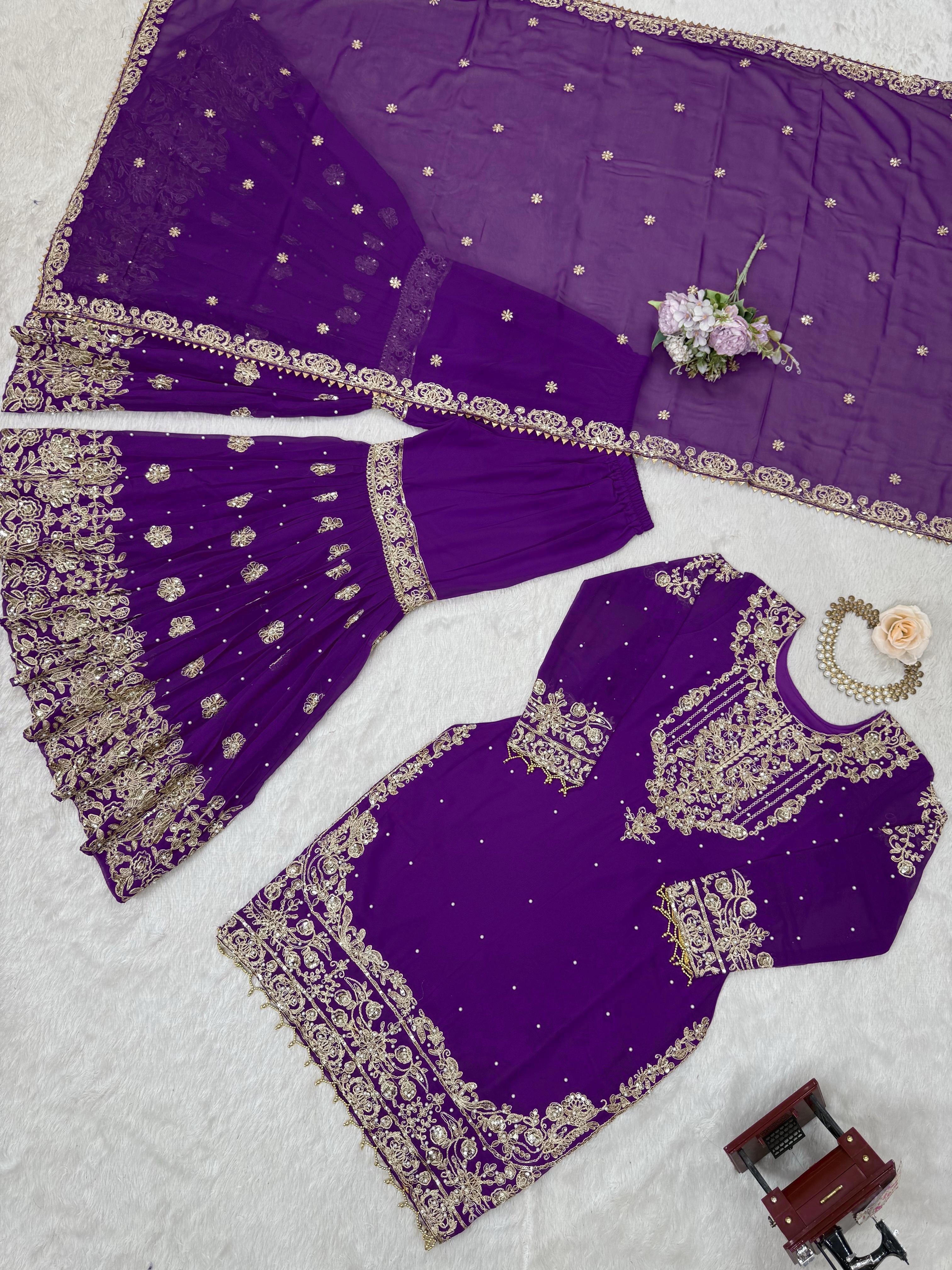 Designer Cording Dori Embroidery with Sequin &amp; Thread Detailing and Pearl work