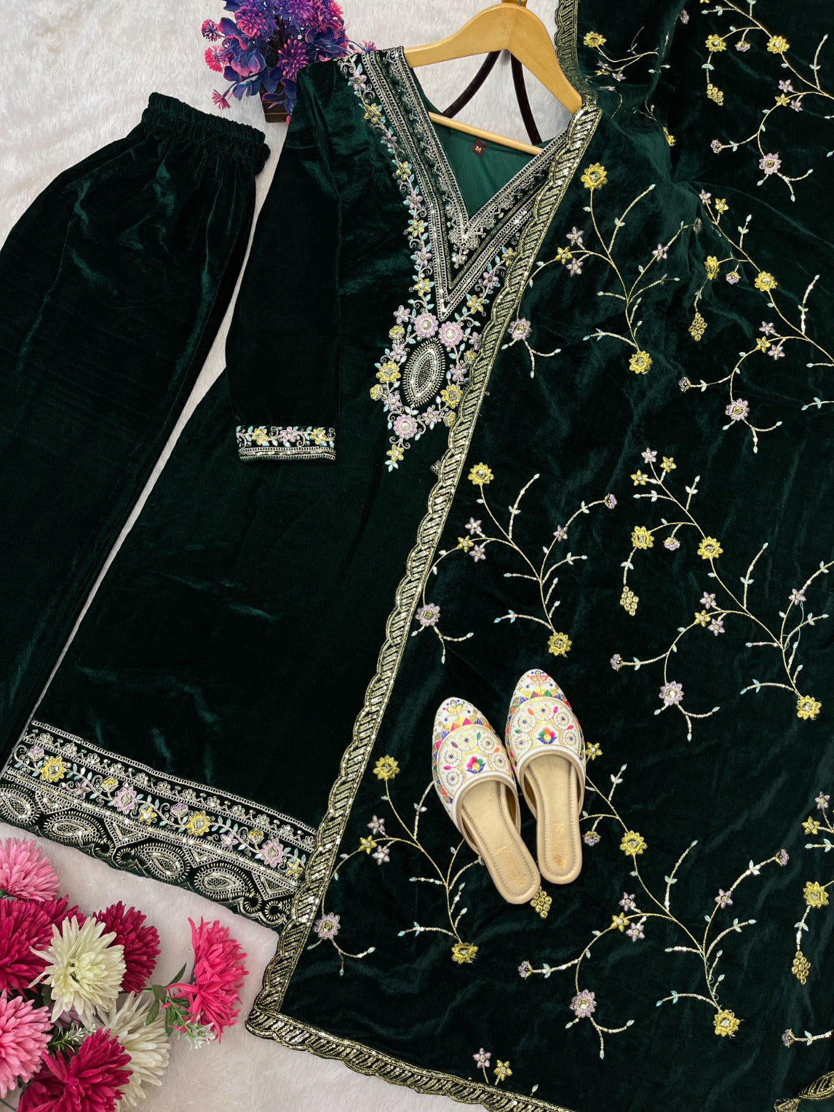 WINTERWEAR HEAVY PURE VISCOSE VELVET AND HEAVY EMBROIDERY SEQUENCE WORK