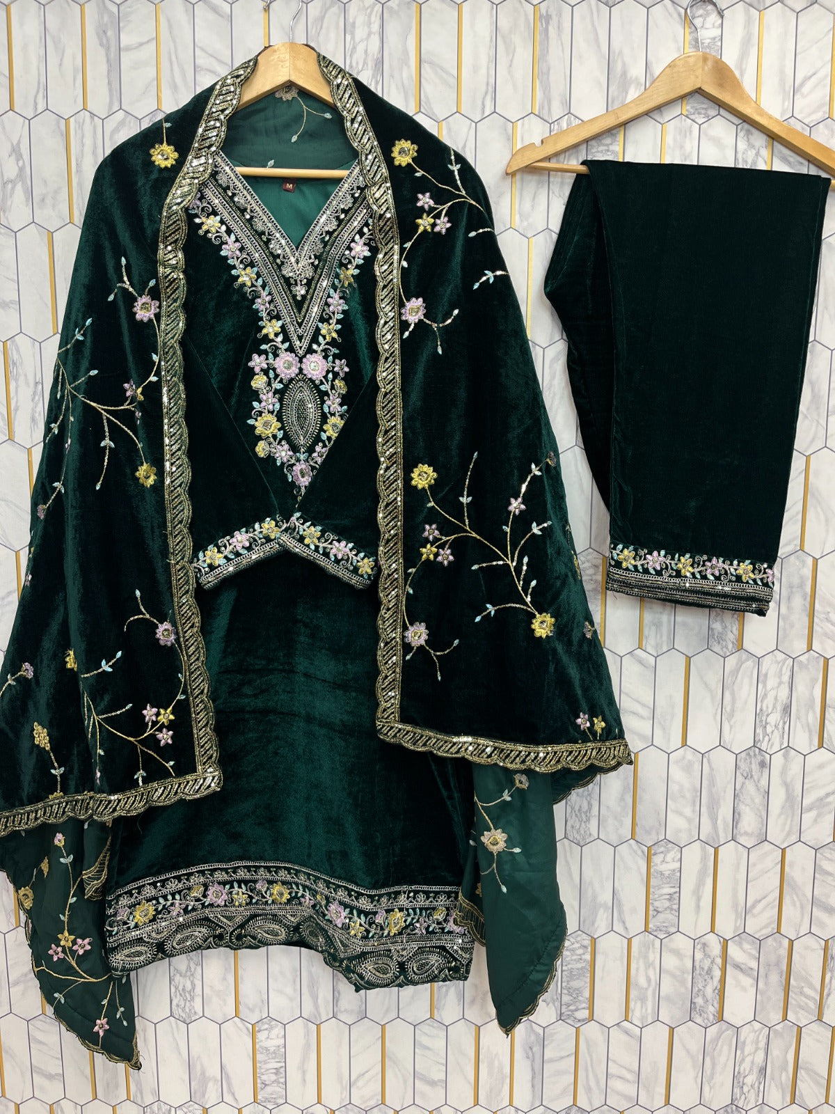 WINTERWEAR HEAVY PURE VISCOSE VELVET AND HEAVY EMBROIDERY SEQUENCE WORK