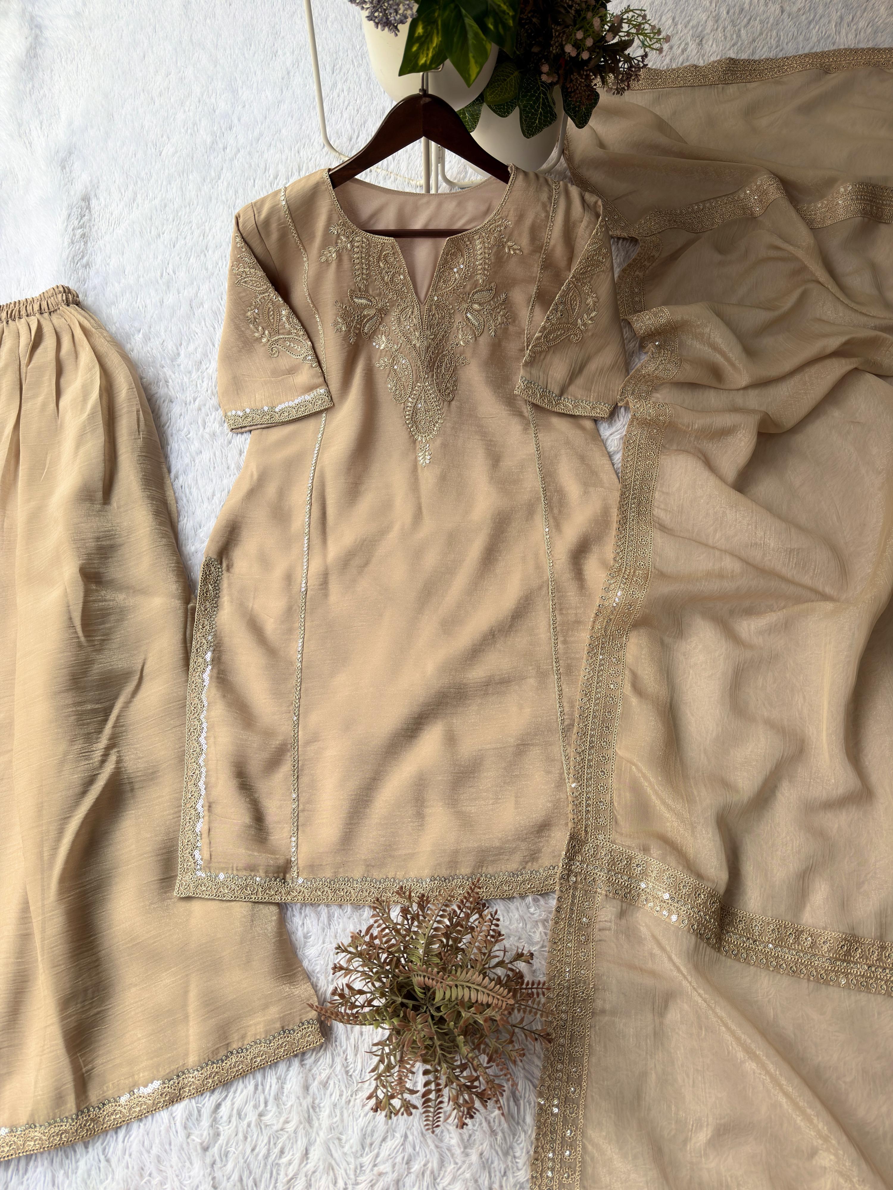 PARTY AND WEDDING OUR DESIGNER WEAR TOP WITH PLAZZO PAIR