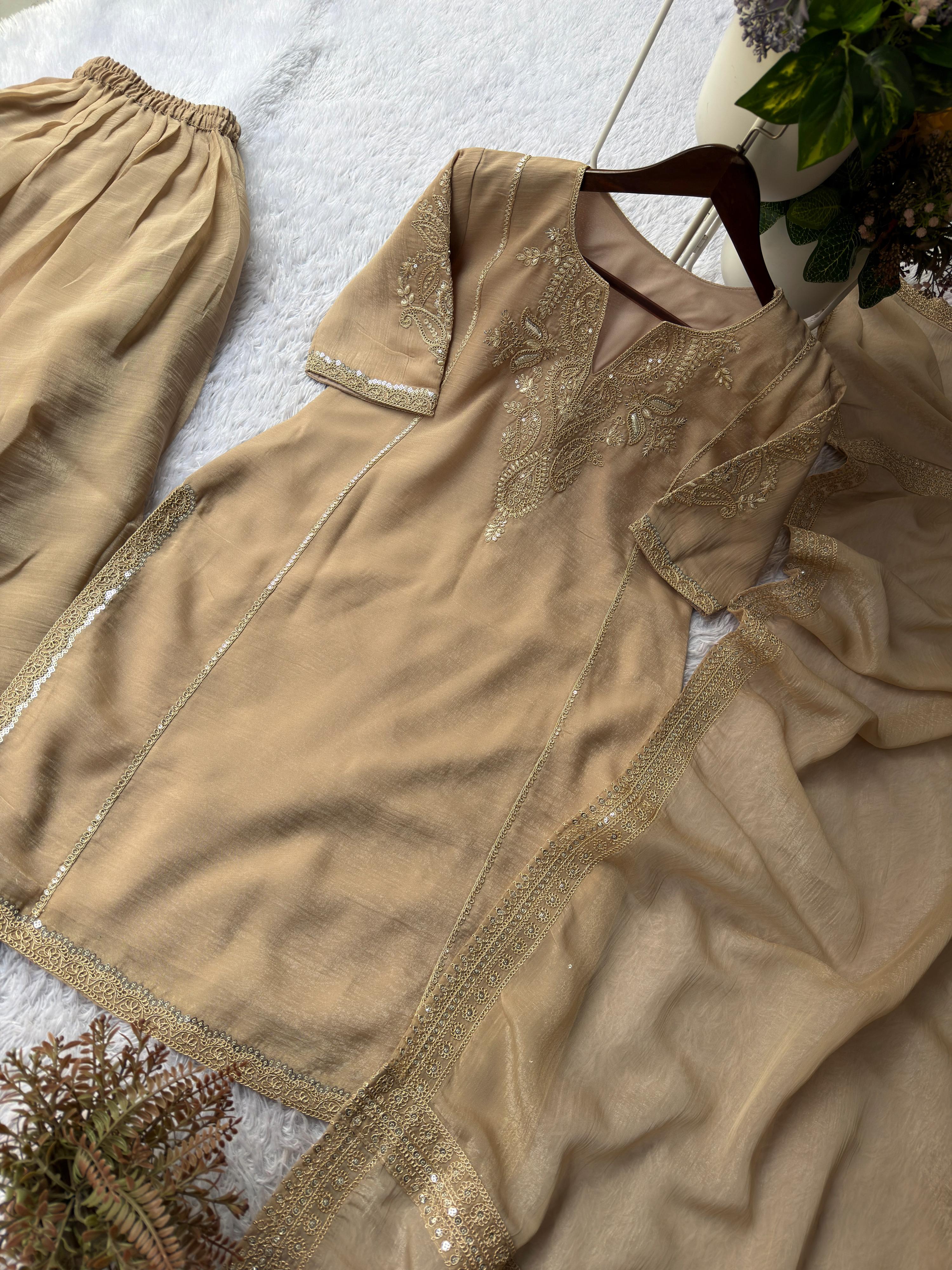 PARTY AND WEDDING OUR DESIGNER WEAR TOP WITH PLAZZO PAIR