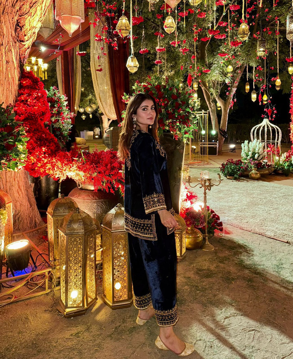 DESIGNER VELVET CORD SET WITH ZAR EMROIDERY WORK