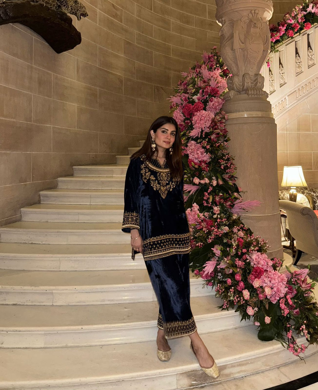 DESIGNER VELVET CORD SET WITH ZAR EMROIDERY WORK