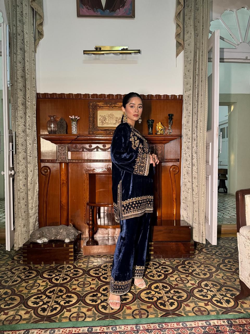 DESIGNER VELVET CORD SET WITH ZAR EMROIDERY WORK