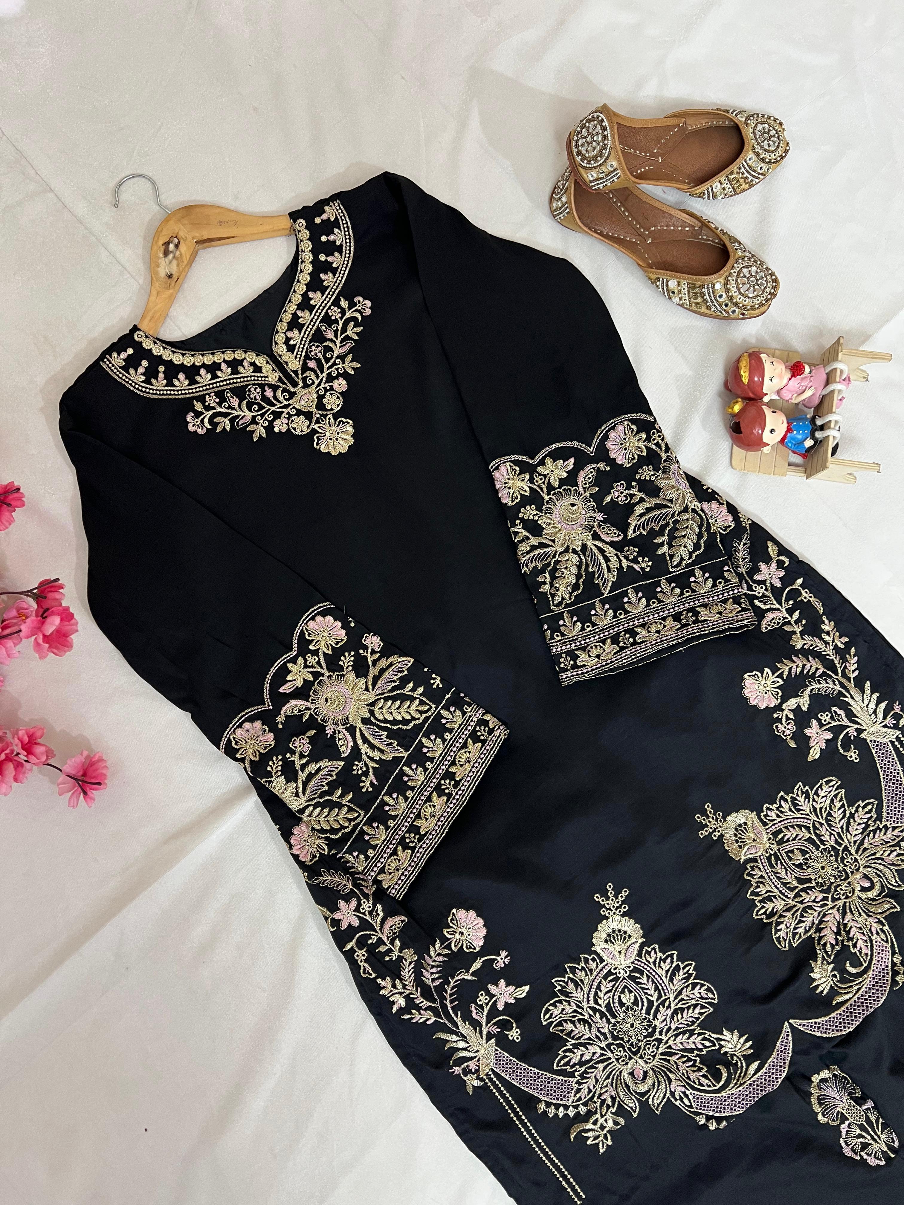 Black Embroidered Cord Set – Perfect Blend of Tradition & Stylish