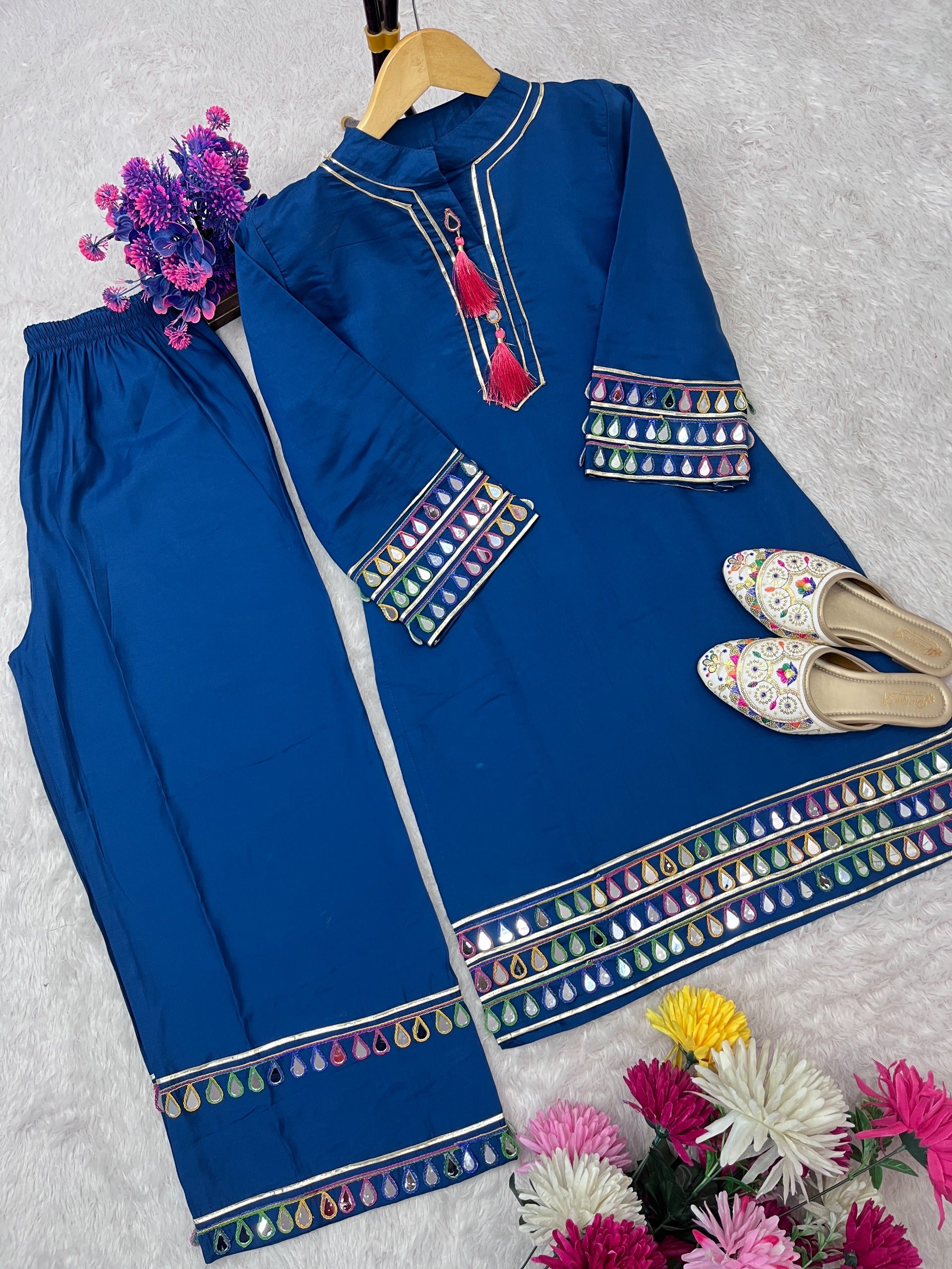 FESTIVAL SPECIAL REAL MIRROR WORK ON SILK FABRIC CO-ORD SETS