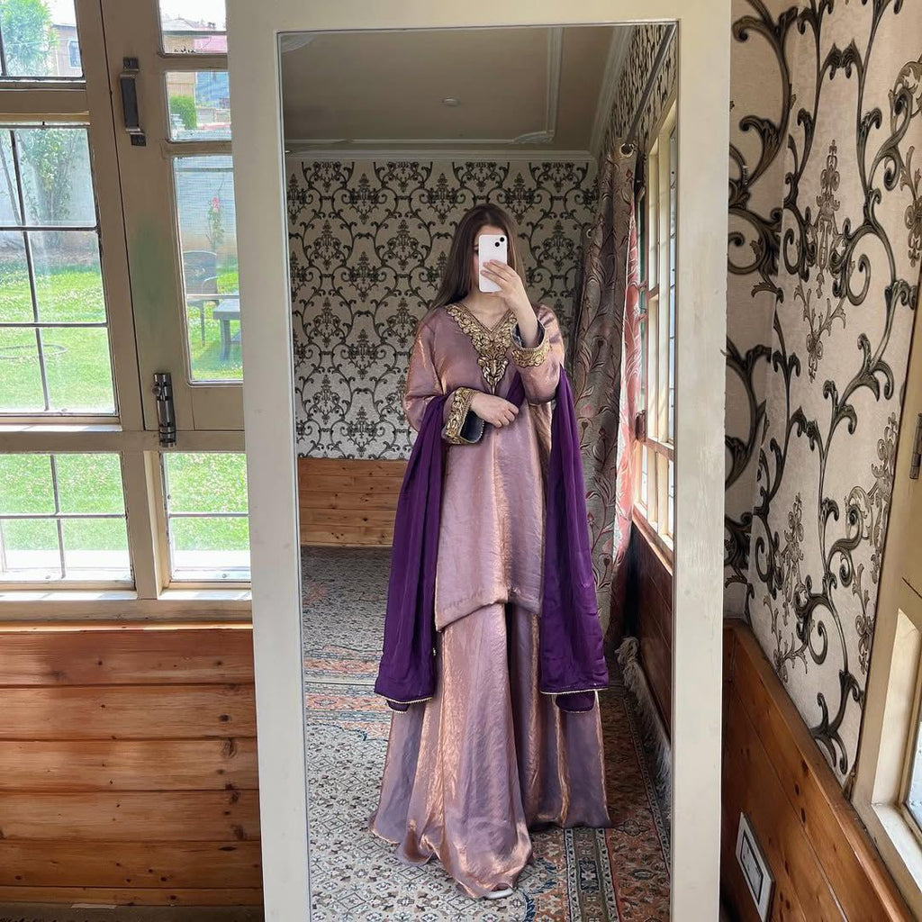 DESIGNER EMBROIDERY CODING WORK & WITH FANCY TOP PALAZZO DUPATTA SET