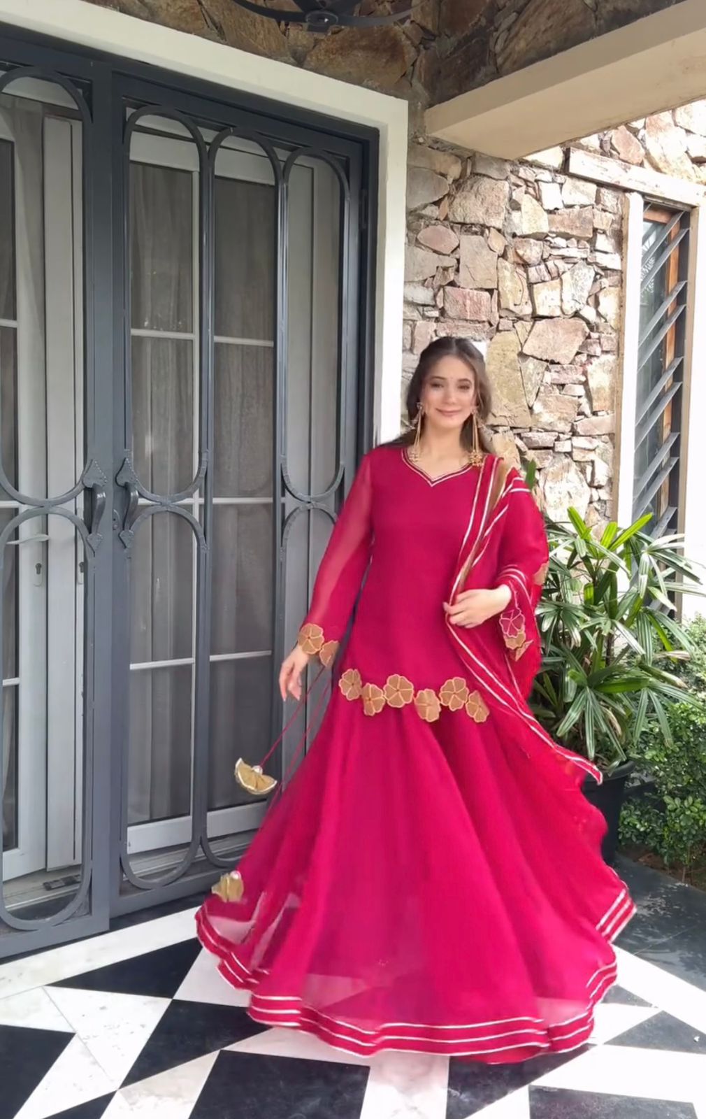 Exclusive Elegant Embroidered Top Plazzo with Dupatta Set