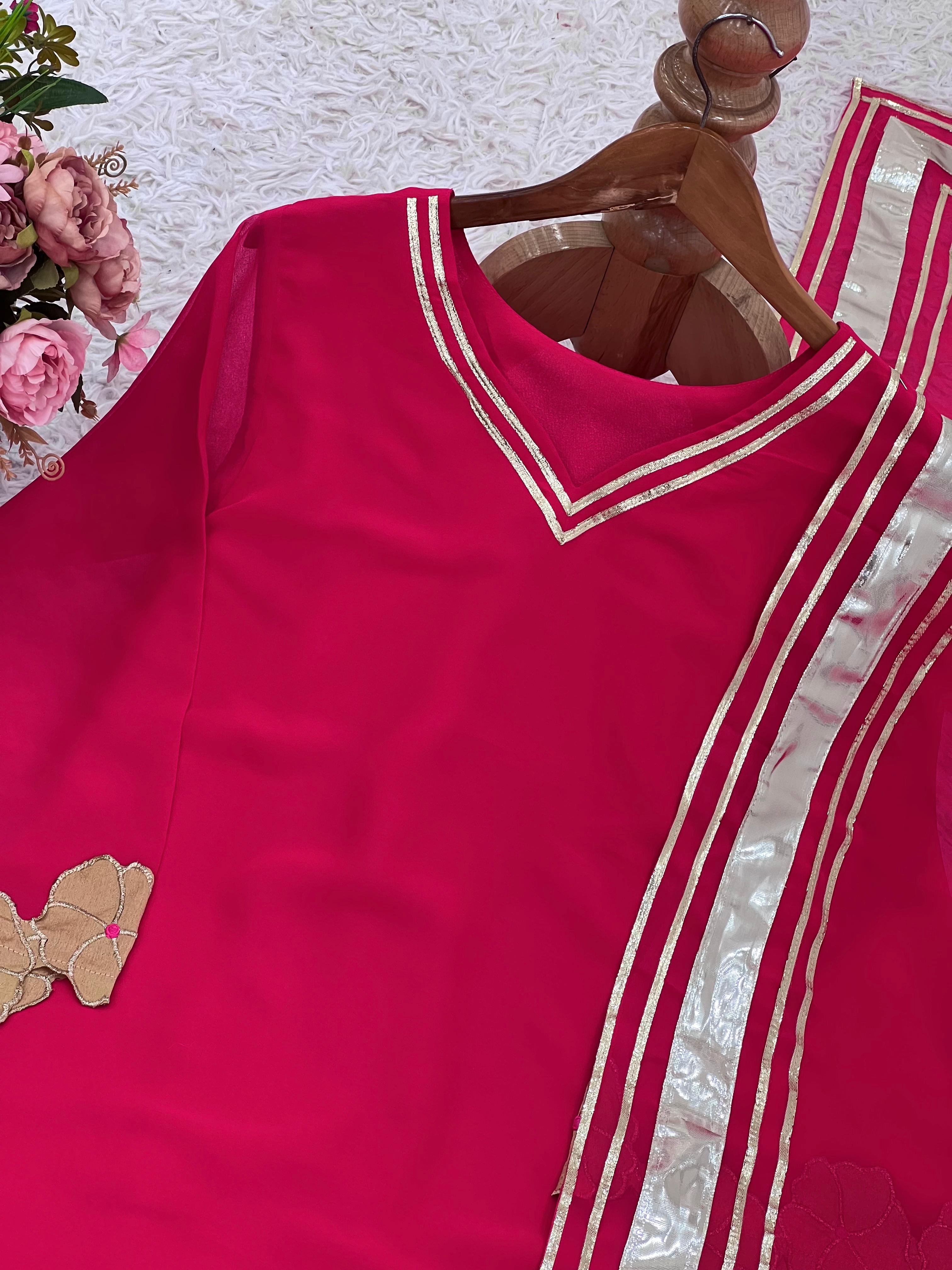 Exclusive Elegant Embroidered Top Plazzo with Dupatta Set