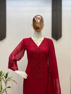 3 PIECE PLAZZO PAIR WITH &nbsp; DUPATTA IN SEQUENCE EMBROIDERY WORK