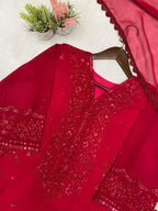 3 PIECE PLAZZO PAIR WITH &nbsp; DUPATTA IN SEQUENCE EMBROIDERY WORK