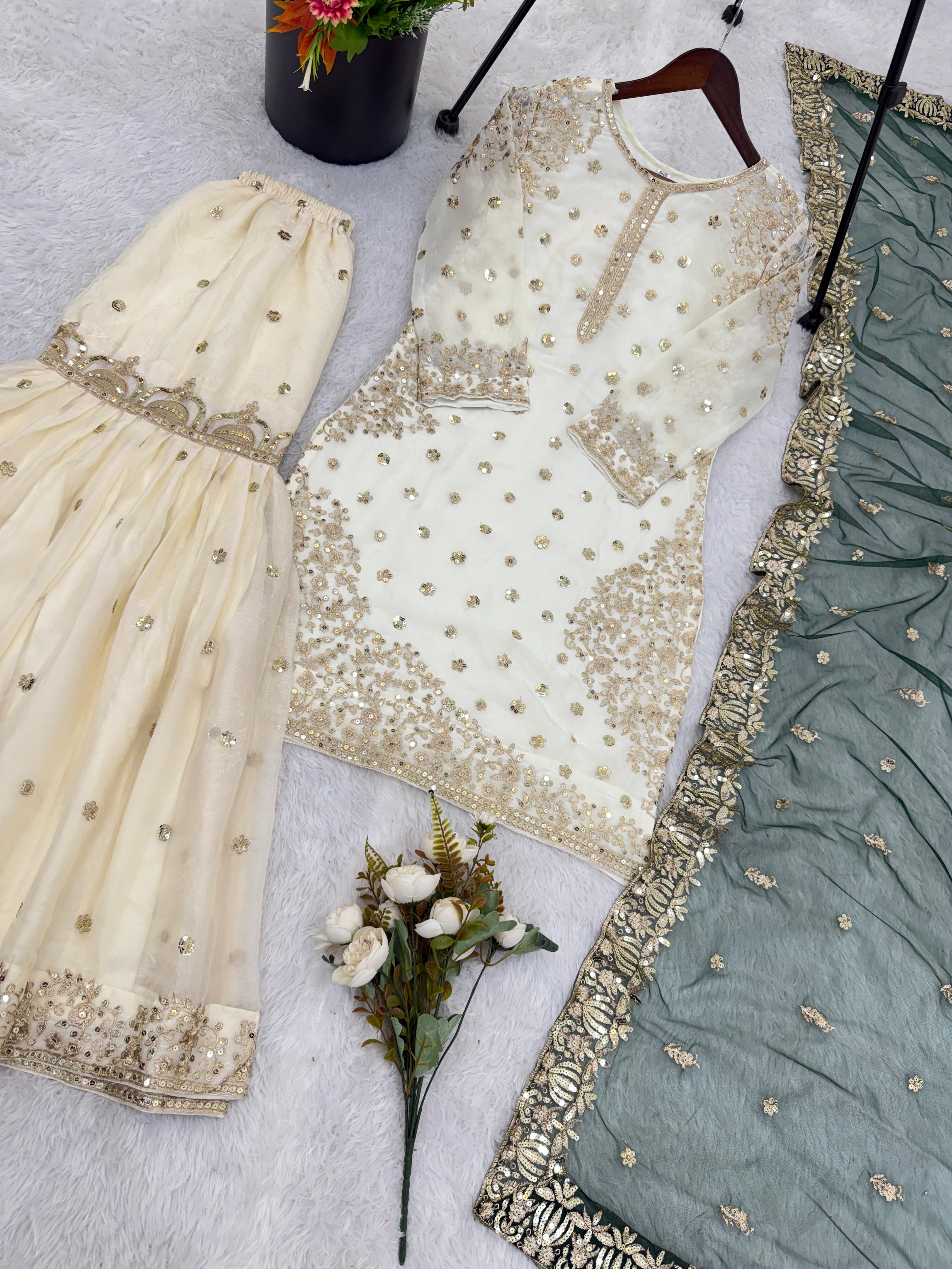Eid Collection In Pure Fendy Silk With Heavy Embroidery Sequence Work