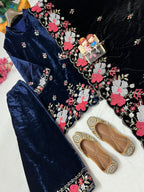 HEAVY VELVET KURTA & PANT (3-PIS SET) SEQUINS EMBROIDERY WORK