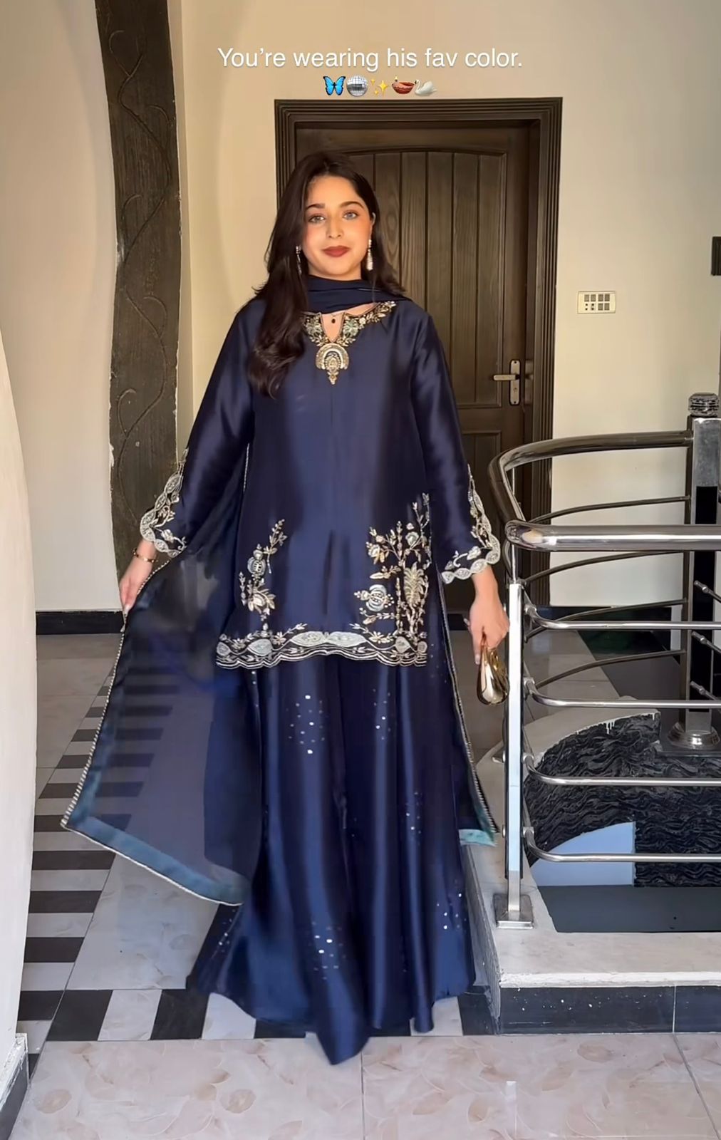 Heavy Natural Crep Silk Heavy Bids Hand Work Embroidery Sequence Work