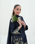 Heavy Natural Crep Silk Heavy Bids Hand Work Embroidery Sequence Work