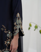 Heavy Natural Crep Silk Heavy Bids Hand Work Embroidery Sequence Work