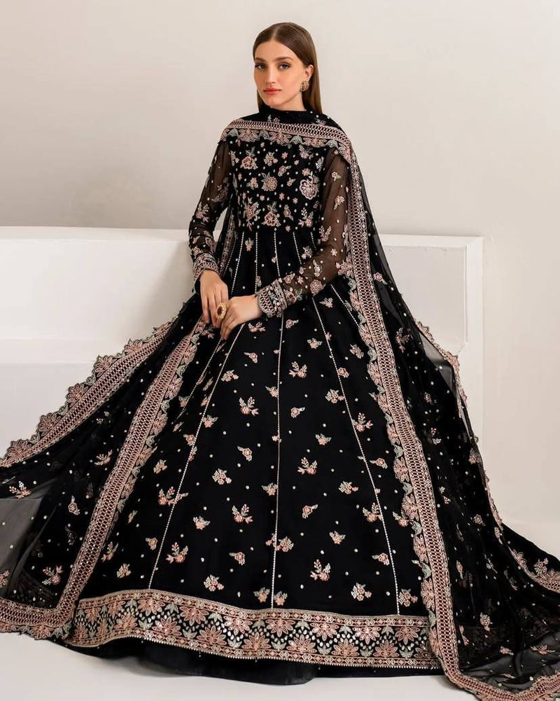 DESIGNER SEQUINS & ZARI EMBROIDERED ANARKALI GOWN WITH SHARARA