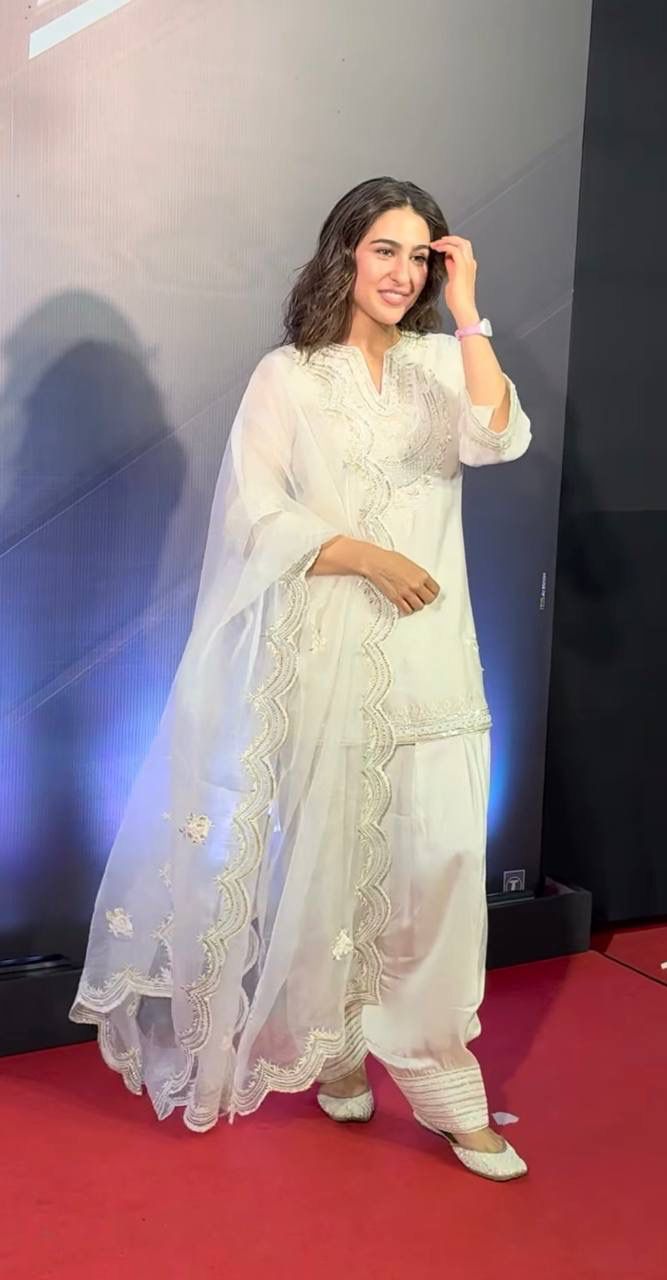 DESIGNER PARTY WEAR NATURAL SILK EMBROIDERY CHIN SEQUENCES WORK